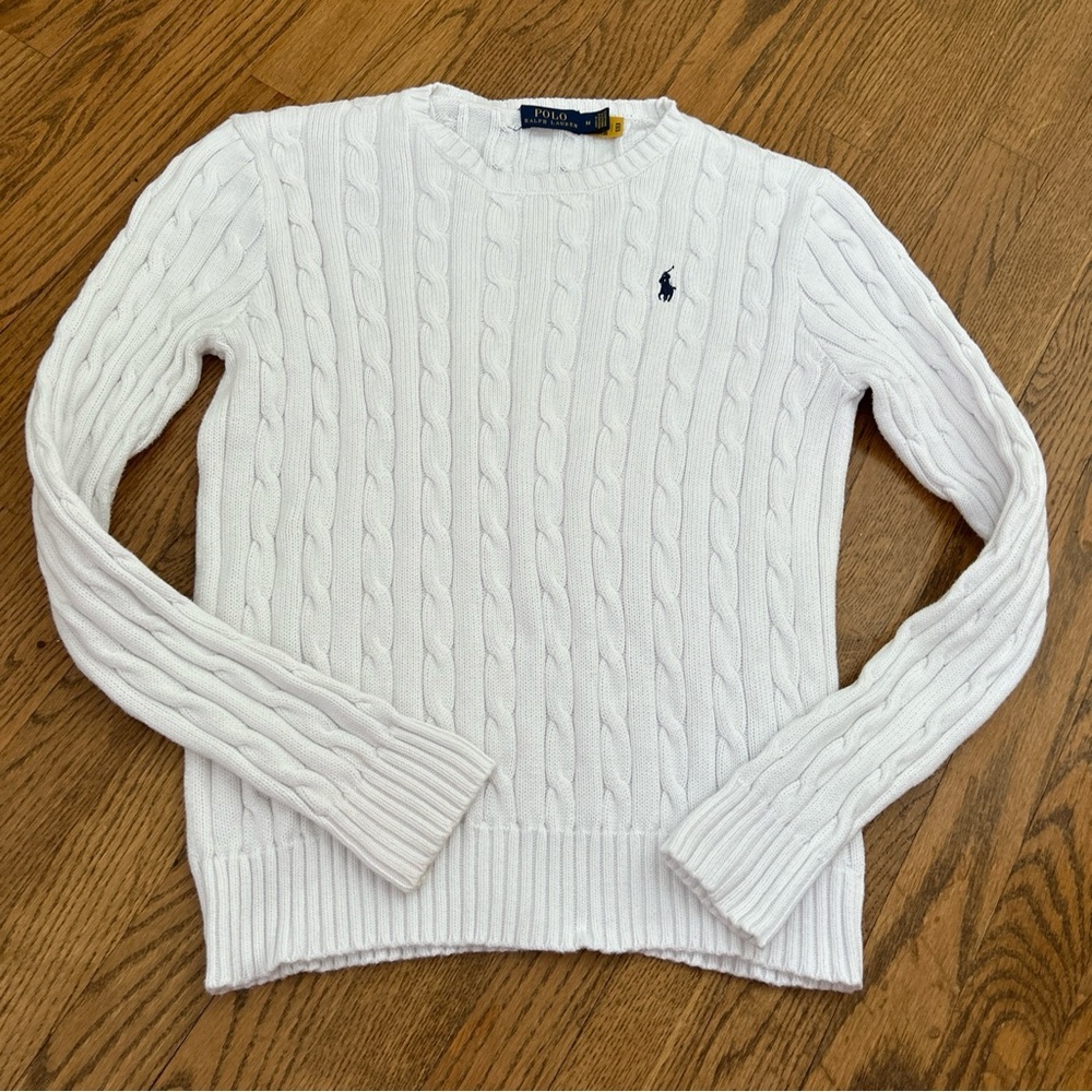 Polo Ralph Lauren White Basic Cable-Knit Cotton C… - image 2